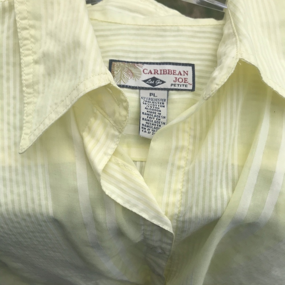 Petite Large Tommy Bahama yellow shirt casual resort wear pale short sleeve - Picture 4 of 5